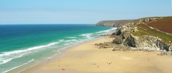 View down a sandy beach