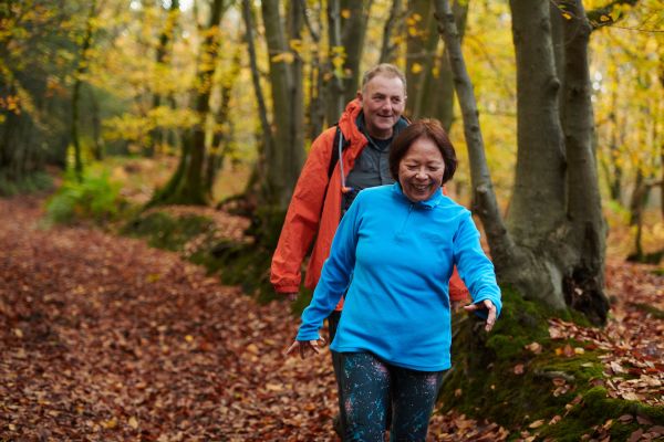 Man and woman walking