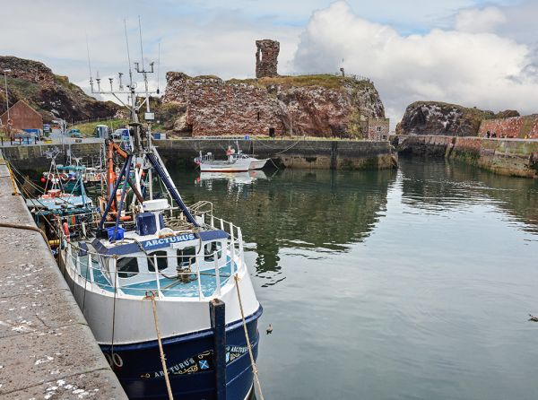 Dunbar harbour and castle