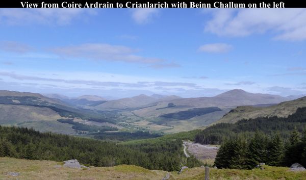 View from Coire Ardrain to Crianlarich with Beinn Challum on the left