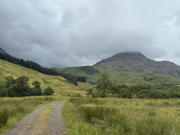 Looking along the path to the hills