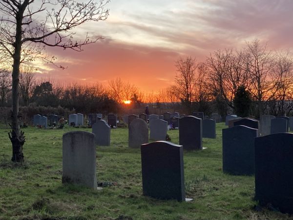 Sunset over the churchyard