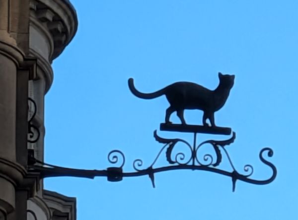 Marking the location of the famous pub 'The Civet Cat'