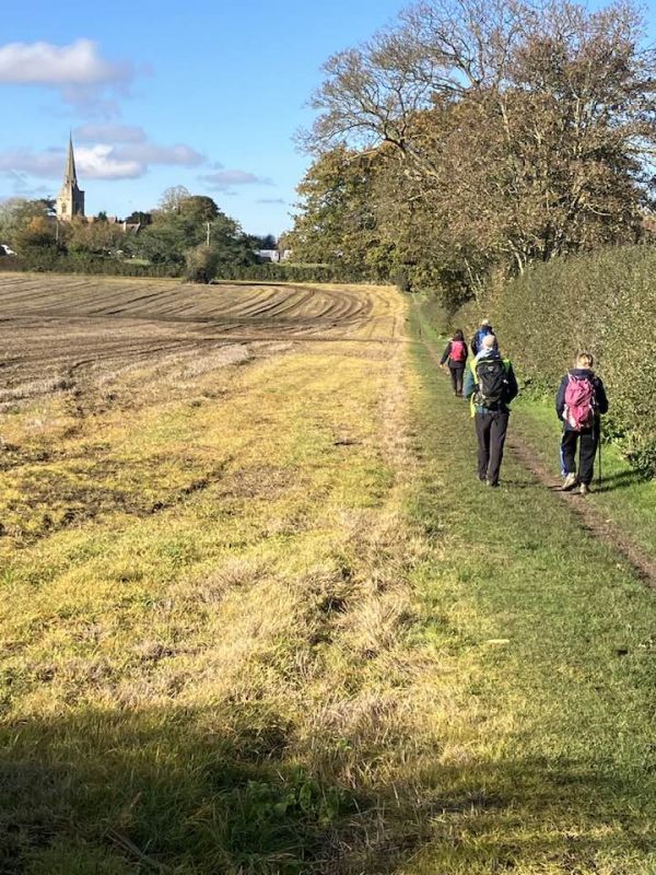 Walking along a path