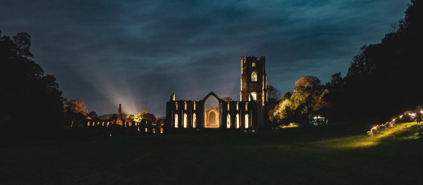 Fountains Abbey at night