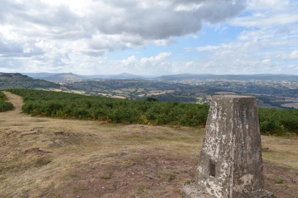 The trig point and view on Garway hill