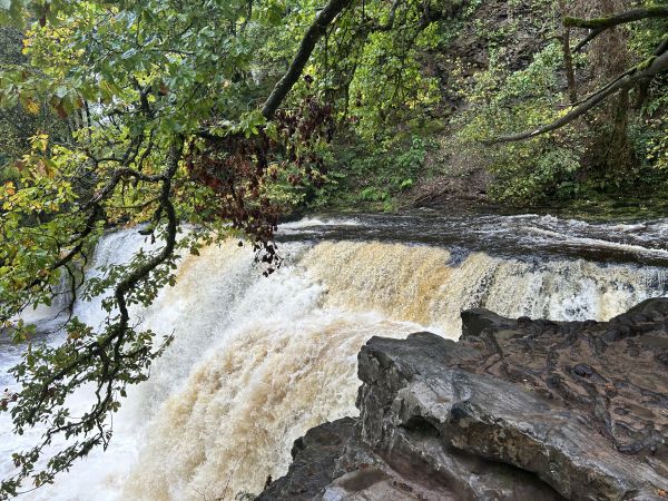 One of the many waterfall on route.
