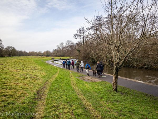 walking along banks of River Itchen