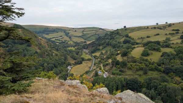 View from Pandy Rockes down the Ceiriog Valley
