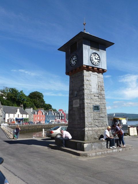 This file is licensed under the Creative Commons Attribution-Share Alike 2.0 Generic license. Attribution: Tobermory: the clock tower by Chris Downer