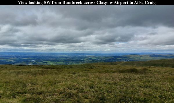 View looking SW from Dumbreck across Glasgow Airport to Ailsa Craig