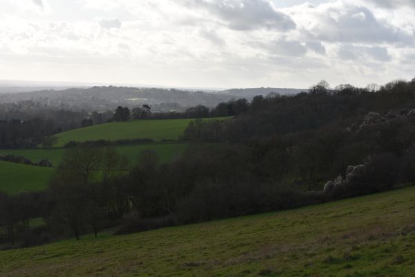 A view from the North Downs looking south with the Coccolith in the foreground 