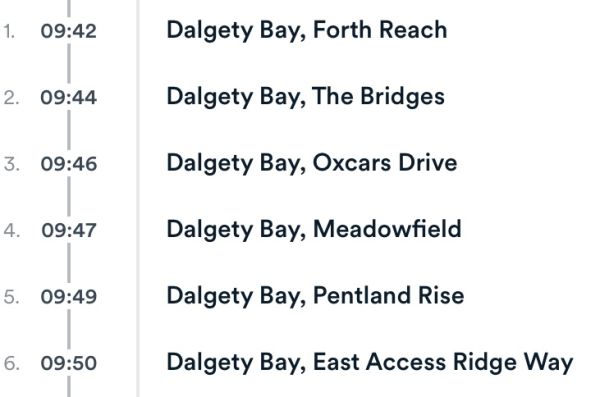 Bus times from Dalgety Bay