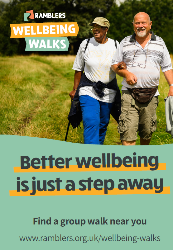 better wellbeing is just a step away message with a picture of 2 people walking