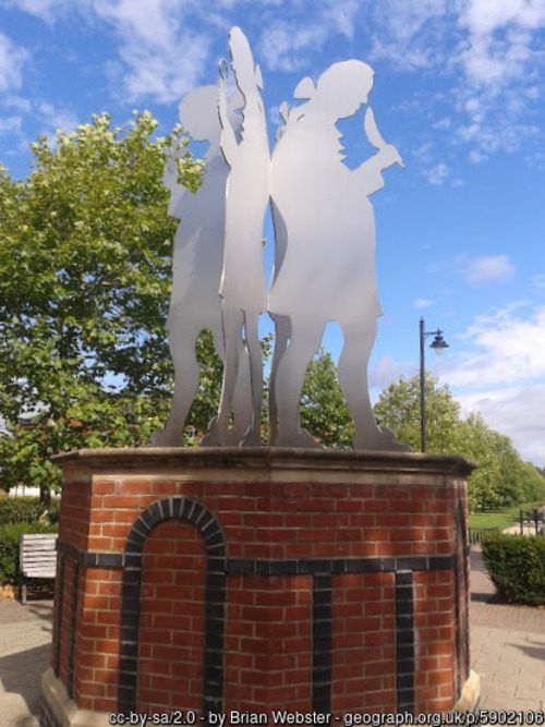 Darwin Status on Cathedral Walk, Lichfield, copyright Brian Webster, used under Creative Commons Licence v2.0