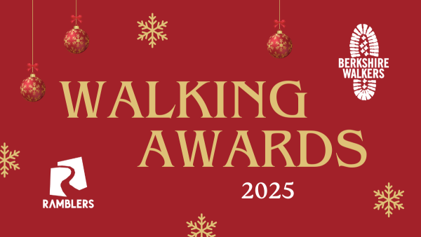 red background with "walking awards 2025" and berkshire walkers and ramblers logos