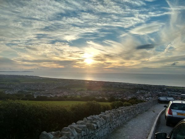 Sunset over the Irish Sea seen from the Viewpoint car park at Gwaenysgor, Flintshire