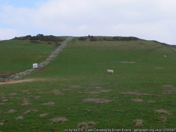 Caer Caradog a flat-topped hill with ancient hill fort near Cerrigydrudion, North Wales
