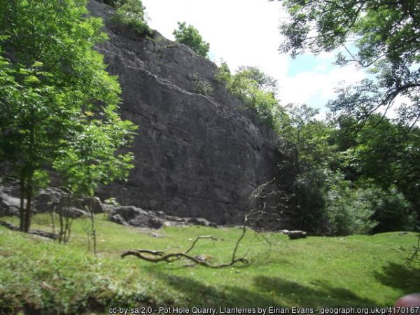 "Pot Hole Quarry" in woodland near the village of Llanferres, Denbighshire