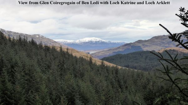 View of Ben Ledi with Loch Katrine and Arklett seen from Glen Coiregrogain