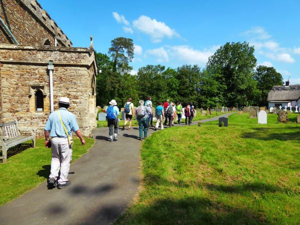 Walking through a church yard