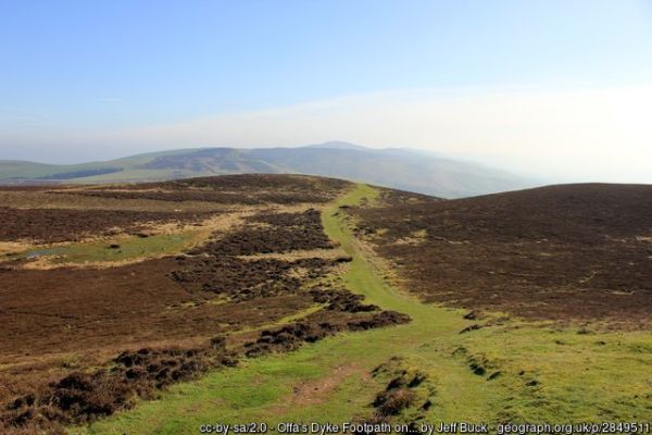Offa's Dyke Footpath on the hillfort of Penycloddiau in North Wales