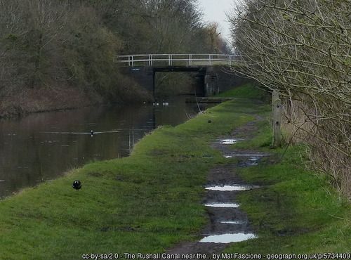 The Rushall Canal near the Moat Bridge, copyright Mat Fascione, used under Creative Commons licence v2.0.