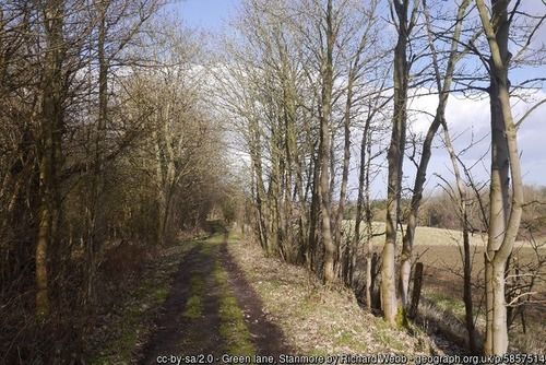 Green Lane, Stanmore, copyright Richard Webb, used under Creative Commons licence v2.0.