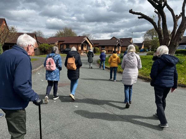 Walkers walking in an urban setting