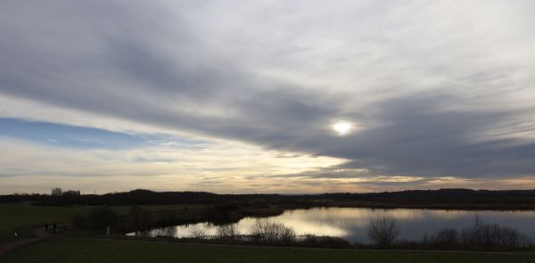sunset across a lake view
