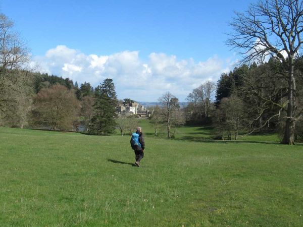 A walker, walking towards a castle.