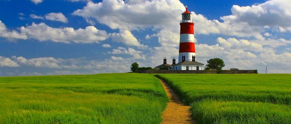 Happisburgh Lighthouse in Happisburgh on the North Norfolk coast constructed in 1790