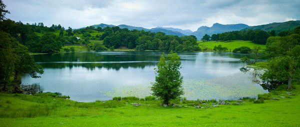 Loughrigg Tarn lake in the Lake District National Park, Cumbria, UK