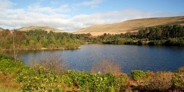 The Lower Neuadd Reservoir on the way to Pen y Fan and Corn Du in the Brecon Beacons National Park an area of outstanding natural beauty