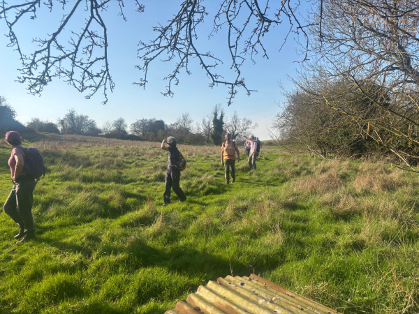 walking around a field
