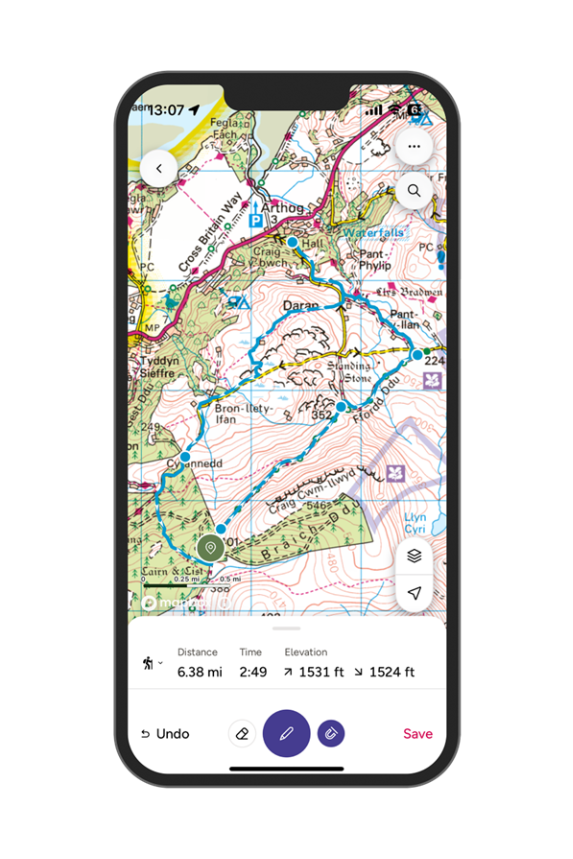 OS map on smartphone