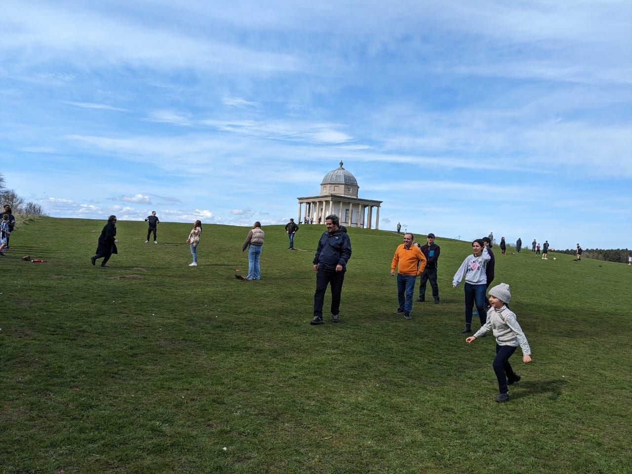 Group of walkers in a park